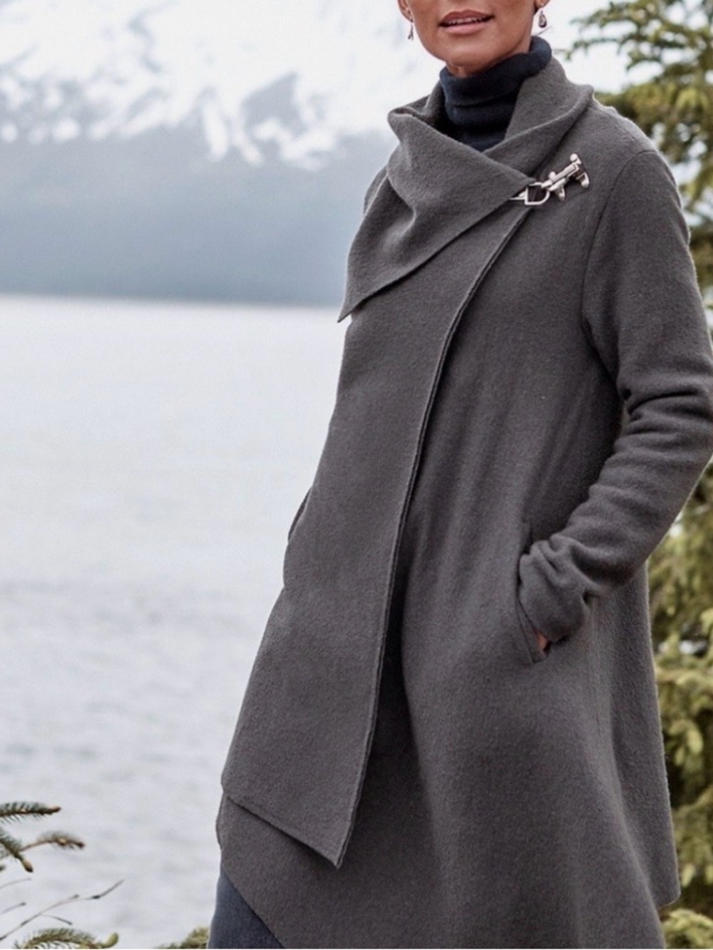 Garner Hill Gray Wool Cowl Neck Coat Size 10 Like New
